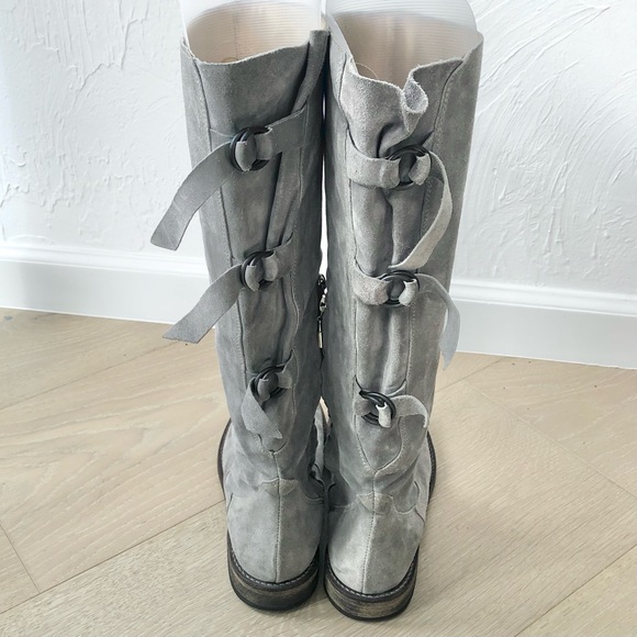 ⭐️Walk in The Park⭐️The Netherlands Tall Grey Suede Boots Women's 7 Leather Boot - Picture 7 of 11